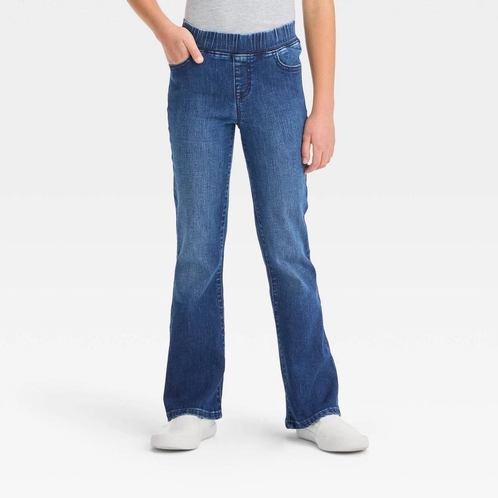 Girls' Mid-Rise Pull-on Flare Jeans Cat & Jack Medium Wash 18 Regular Fit, 28.5"